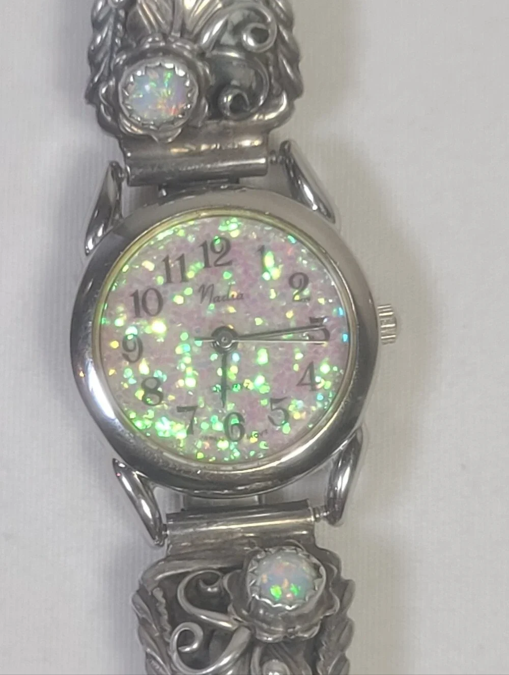 Nadia Women’s Native American Benjamin James Sterling Silver Opal Inlay Watch